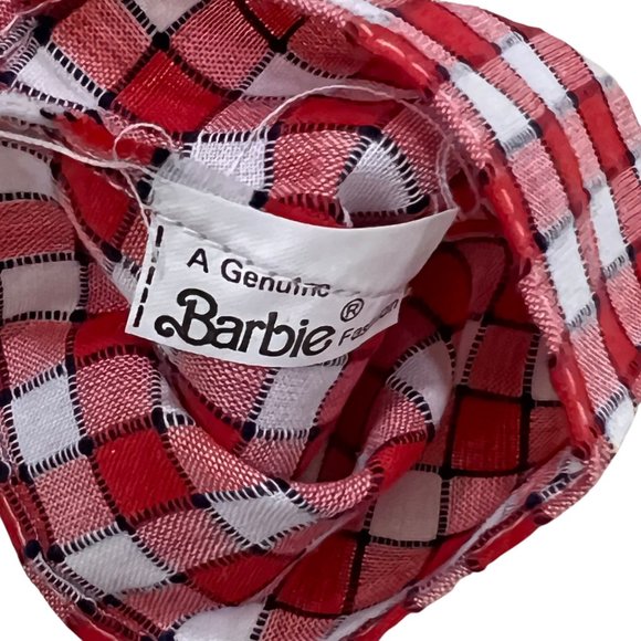 Vintage Barbie Doll Red Long Sleeve Top & Plaid Check Skirt Set - Picture 3 of 3